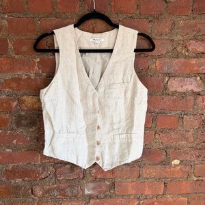 Madewell Beige Linen Vest Blouse